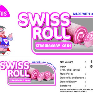 Strawberry Swiss Roll Cake(110g)(45pcs/box)(MRP ₹50/Pcs.)