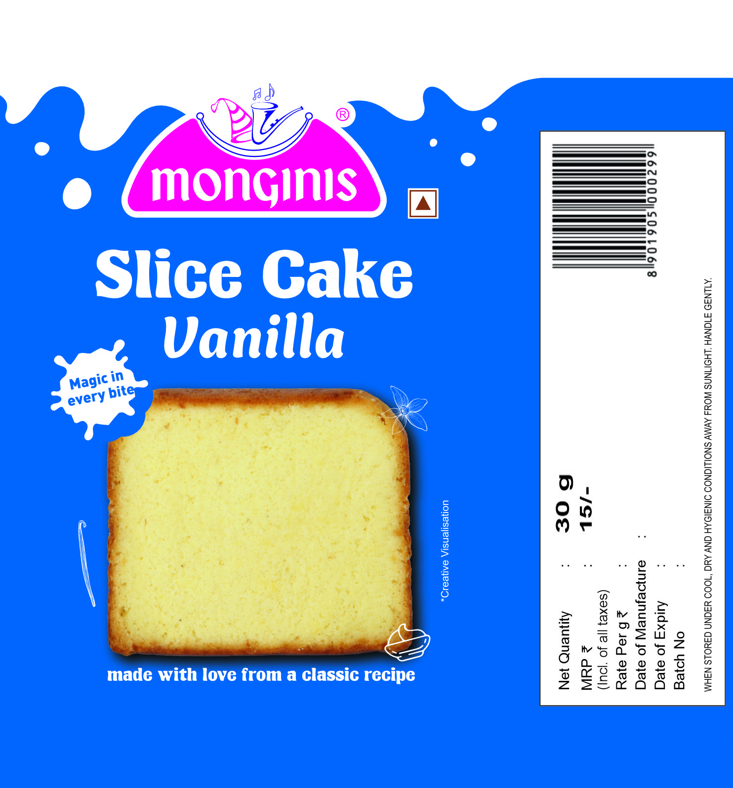 Vanilla Slice Cake(75pcs/box)(MRP ₹15/Pcs.)